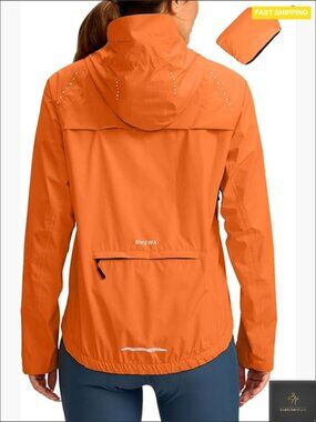 Cycling Rain Jacket Waterproof Windbreaker Lightweight Packable Hooded